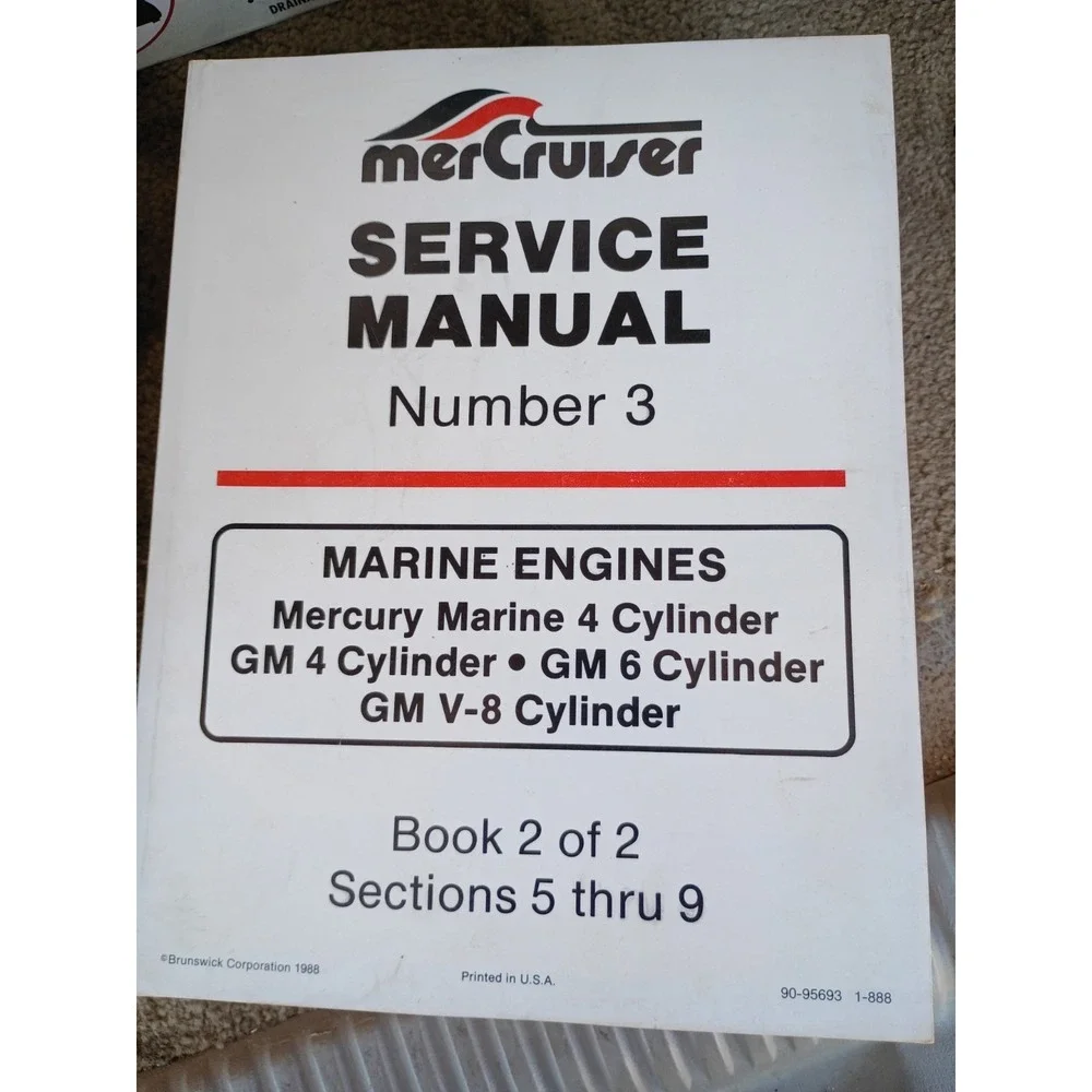 MerCruiser Service Manual Number 3 Marine Engines GM 4 6 V8 Book 2 90-95693 1988